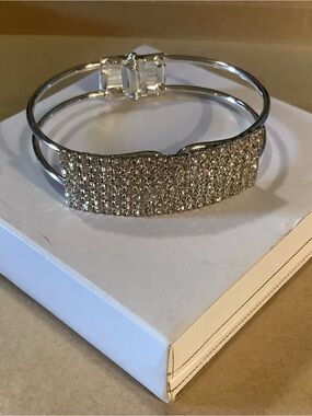 Silver Crystal Pavé Women's Bangle Bracelet
